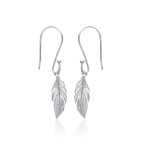 Boucles d'oreilles pendantes femme plume argent maison de la bijouterie w5y6u00