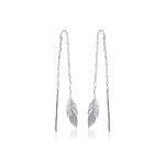 Boucles d'oreilles pendantes femme plume argent maison de la bijouterie w5yv600