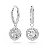 Boucles d'oreilles swarovski 5504652 - boucles d'oreilles mtal argent rond strass blanc femme