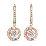 Boucles d'oreilles swarovski 5504753 - boucles d'oreilles mtal rose rond strass blanc femme