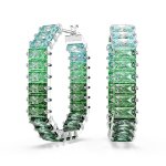 Boucles oreilles swarovski matrix baguette - 5705787 mtal rhodi vert