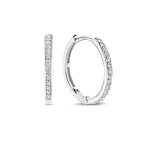 Boucles d'oreilles ti sento - 7959zi argent rhodié créoles et pavage Boucles d'oreilles ti sento - 7959zi argent rhodié créoles et pavage
