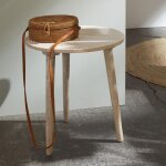 Bout de canape beige en bois de manguier factory