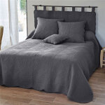 Boutis ou couvre lit uni en coton - gris