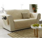 Boutis ou jet de canap universel piquage carreaux - beige