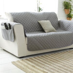Boutis ou jet de canap universel piquage carreaux - gris