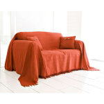 Boutis, plaid ou jet de canap uni en coton becquet - orange
