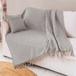 Boutis, plaid ou jet de canap uni en coton orion - gris