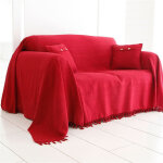 Boutis, plaid ou jet de canap uni en coton orion - rouge