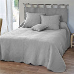 Boutis uni en coton - gris perle