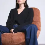 Boyfriend cardigan col v noir en cachemire