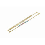 Bracelet boheme acier dor� multi chaines 16 + 3 cm et r�sine