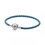 Bracelet en cuir tressé turquoise fermoir coquillage pandora moments Bracelet en cuir tressé turquoise fermoir coquillage pandora moments