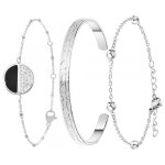 Bracelet femme so charm - b2313 - argent + b2500 - argent + b2371 - argent - bracelets mode argent�s
