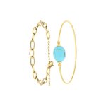Bracelet femme so charm - b2369 - dore + b2492 - turquoise - bracelet mode dor