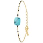 Bracelet femme so charm - b4275 - dore - turquoise - bracelet mode dor�