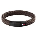 Bracelet femme tommy hilfiger round braided - 2790661 acier, cuir argent, bleu