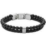 Bracelet fossil bijoux jf02763040 - bracelet cuir acier noir fossil bijoux
