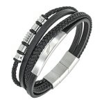 Bracelet homme all blacks bijoux - 682330 acier et cuir