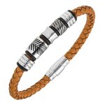 Bracelet homme all blacks bijoux - 682331 acier, cuir couleur marron