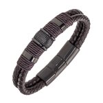 Bracelet homme all blacks bijoux - 682336 acier, cuir couleur noir, marron