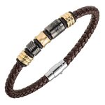 Bracelet homme all blacks bijoux - 682384 acier, cuir couleur marron, multicolore