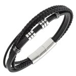 Bracelet homme all blacks bijoux - 682407 acier, cuir couleur noir Bracelet homme all blacks bijoux - 682407 acier, cuir couleur noir