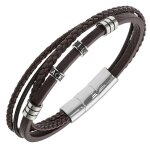 Bracelet homme all blacks bijoux - 682408 acier, cuir couleur marron