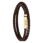 Bracelet homme boss bijoux ares - 1580670m acier, cuir marron, doré Bracelet homme boss bijoux ares - 1580670m acier, cuir marron, doré