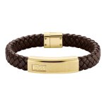 Bracelet homme boss bijoux lander - 1580746m acier, cuir marron, doré Bracelet homme boss bijoux lander - 1580746m acier, cuir marron, doré
