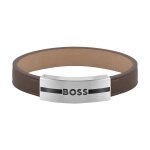 Bracelet homme boss bijoux luke - 1580496m cuir, acier marron