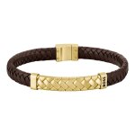 Bracelet homme boss bijoux tailored - 1580675m acier, cuir marron, dor