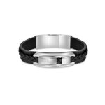 Bracelet homme police bijoux valorious - cuir noir Bracelet homme police bijoux valorious - cuir noir