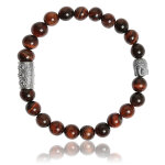 Bracelet lauren steven design ml042 - bracelet en pierre naturelle oeil de tigre rouge lauren steven