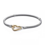 Bracelet maille serpent avec fermoir c?ur en mtal dor  l'or rose fin 585 / 1000 pandora moments