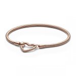 Bracelet maille serpent avec fermoir c?ur en mtal dor  l'or rose fin 585 / 1000 pandora moments