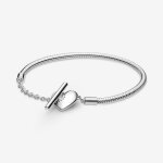 Bracelet maille serpent fermoir en t c?ur pandora moments - argent