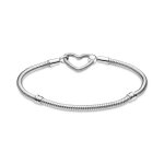Bracelet maille serpent fermoir c?ur pandora moments - argent