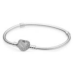 Bracelet maille serpent fermoir c?ur scintillant pandora moments Bracelet maille serpent fermoir c?ur scintillant pandora moments