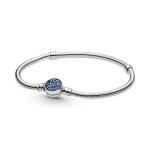 Bracelet maille serpent fermoir mdaillon bleu pandora bijoux - argent