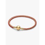 Bracelet maille v�nitienne et cordon rouge dor�