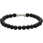 Bracelet rochet b266001 - zen perles agate noires acier molet rochet