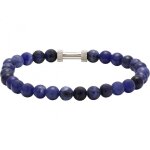 Bracelet rochet b266012 - zen perles lapis lazuli acier moleté rochet Bracelet rochet b266012 - zen perles lapis lazuli acier moleté rochet