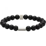 Bracelet rochet b286001 - zen perles agate noires acier molet rochet