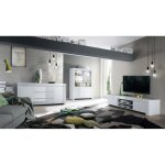 Buffet 2 portes et 3 tiroirs amalfi laqu� blanc brillant