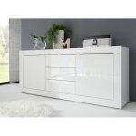 Buffet 2 portes 3 tiroirs basic laqu blanc brillant