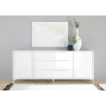 Buffet 2 portes et 3 tiroirs blanc lacqu
