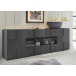 Buffet 2 portes et 4 tiroirs dama laqu anthracite brillant