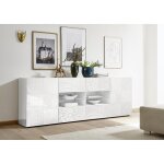 Buffet 2 portes et 4 tiroirs miro laqu blanc brillant