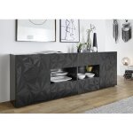 Buffet 2 portes et 4 tiroirs prisma laqu anthracite brillant